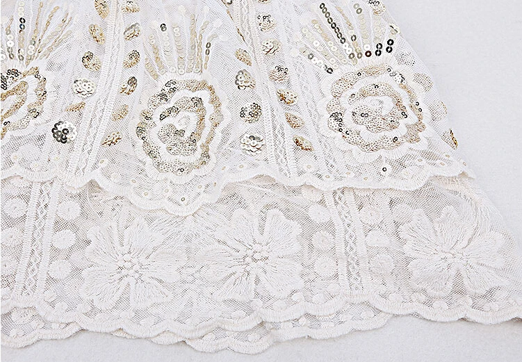 Кружевная блуза с вышивкой TEELYNN блестками цветочным рисунком женская пляжная