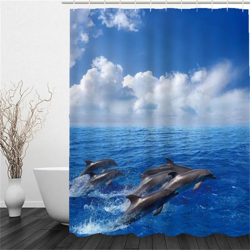 Водонепроницаемая душевая занавеска для ванной из полиэстера с изображением