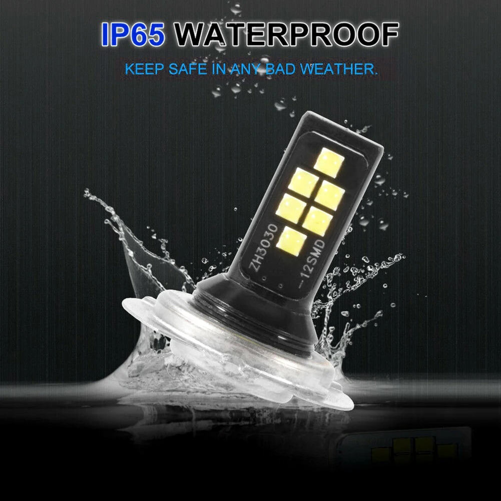 

2Pcs H7 LED Car Anti-fog Light Bulb 12W 6000K 1200LM Headlight Bulbs 12SMD 3030 White Waterproof Dust-proof Car Lights