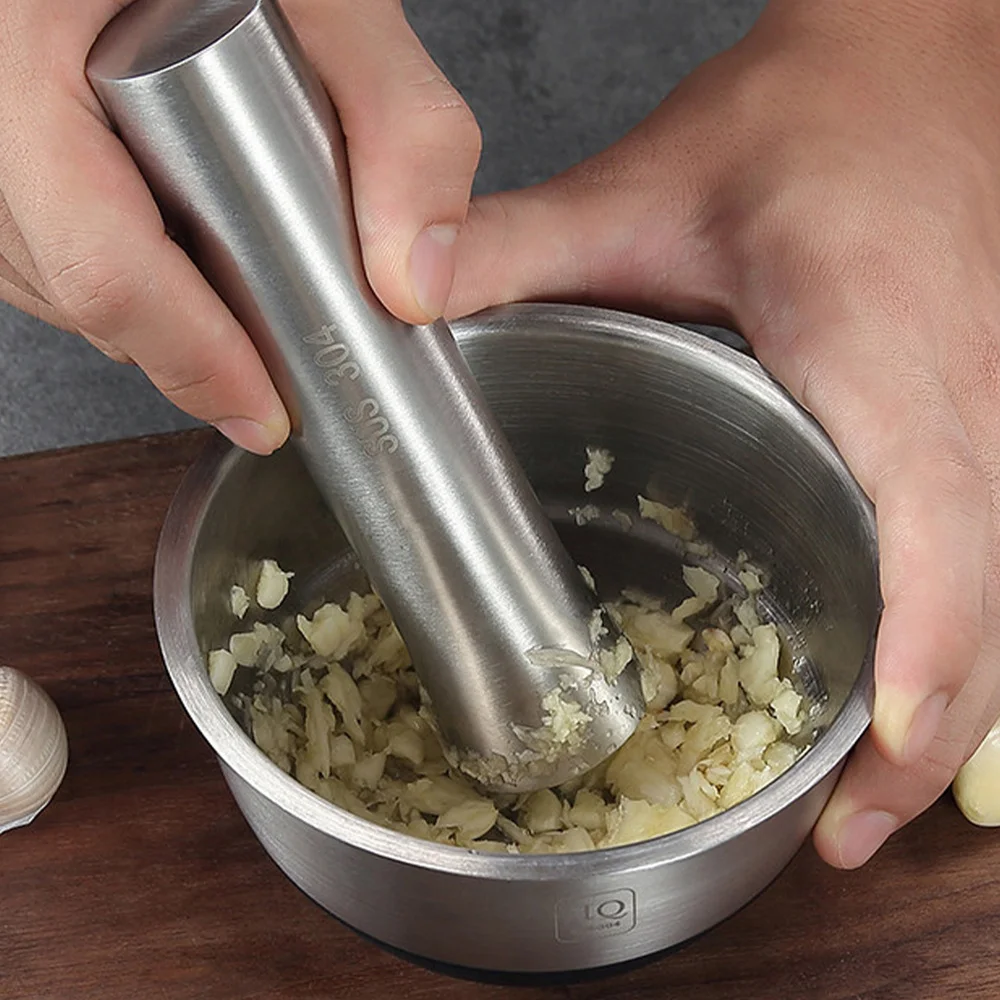 

1 Set Garlic Masher 304 Stainless Steel Grinder Medicinal Herb Grinding Bowl