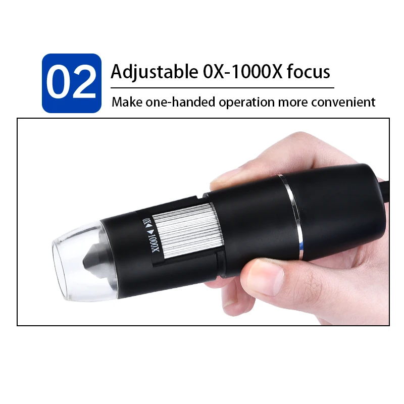 1000X HD Digital USB Microscope Handheld Portable Digital Microscope USB Interface Electron Microscopes with 8 LEDs with Bracket