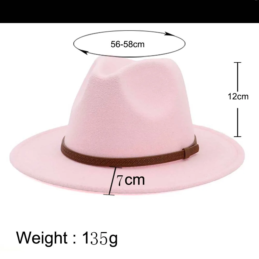 

FS Fashion Wide Brim Church Hat Wool Felt Fedoras for Men Women Tribly Panama Hats Elegant Lady British style Jazz Cap 2020