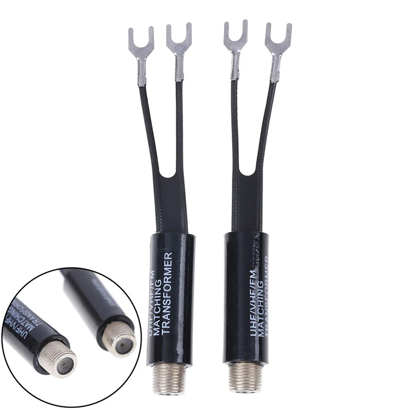 2 шт УВЧ/УКВ/FM/ТВ F кабель 75-300 Ом трансформатор Balun адаптер антенны подходящее для