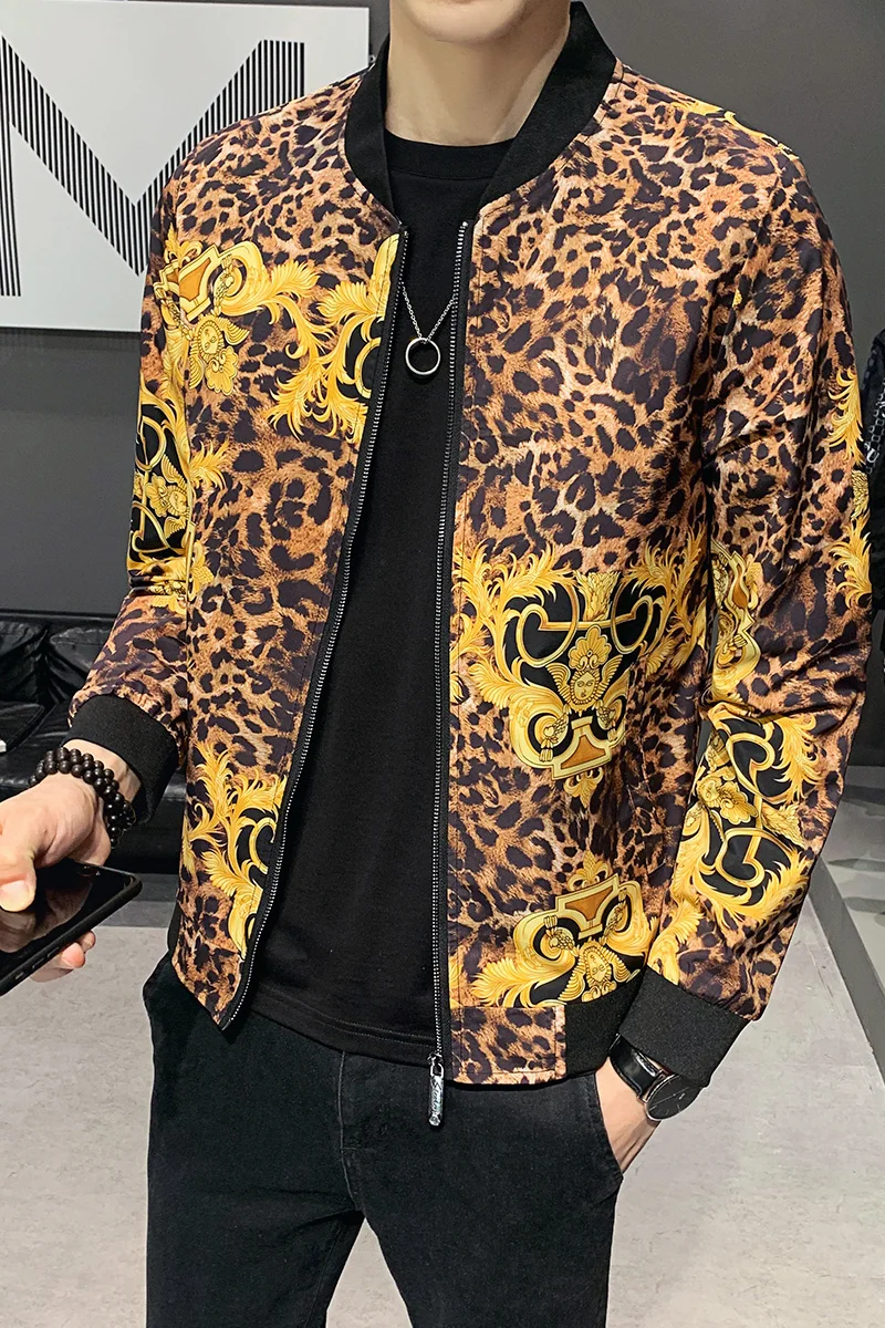 

Leopard Printed Gold Baseball Jackets Mens Short Desinger Luxury Clothing Mens Bomber Large Big Size Club Outfits Stylish Street