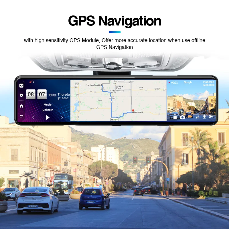 Зеркало заднего вида с GPS навигацией ADAS FHD 1080P 12 " 4G Android 8 1 WiFi|Видеорегистраторы| |
