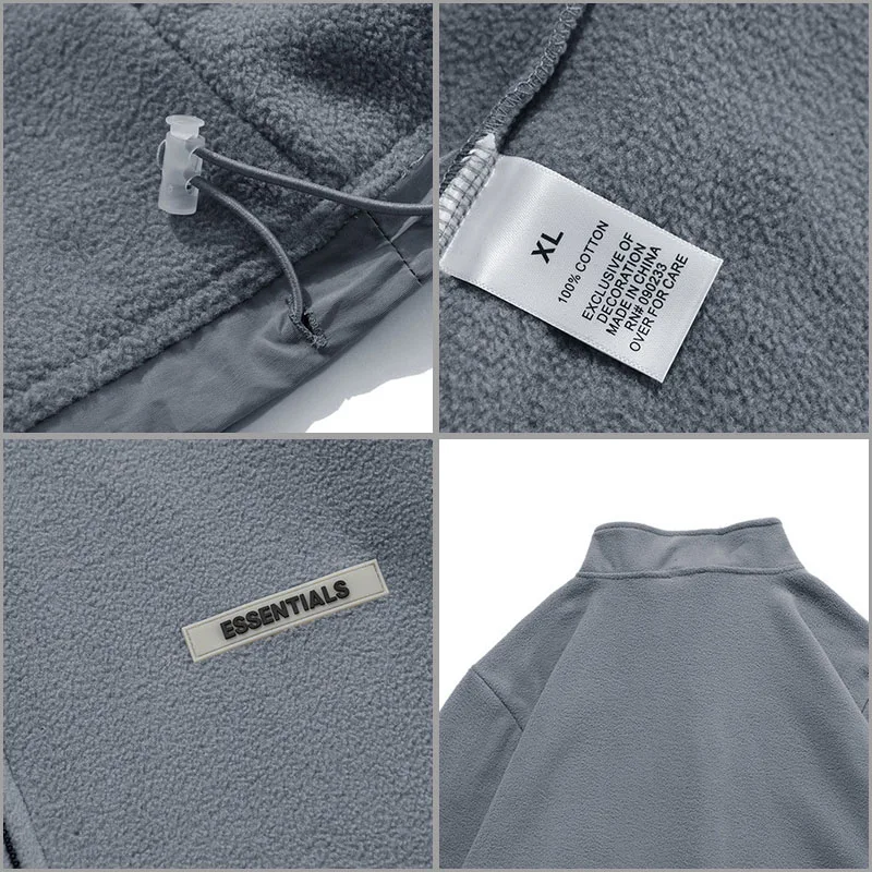 

Japanese Streetwear Fleece Jogging Men's Sweatshirts Casual High Street Half-Zip Stand Collar Jacket Autumn And Winter Brand