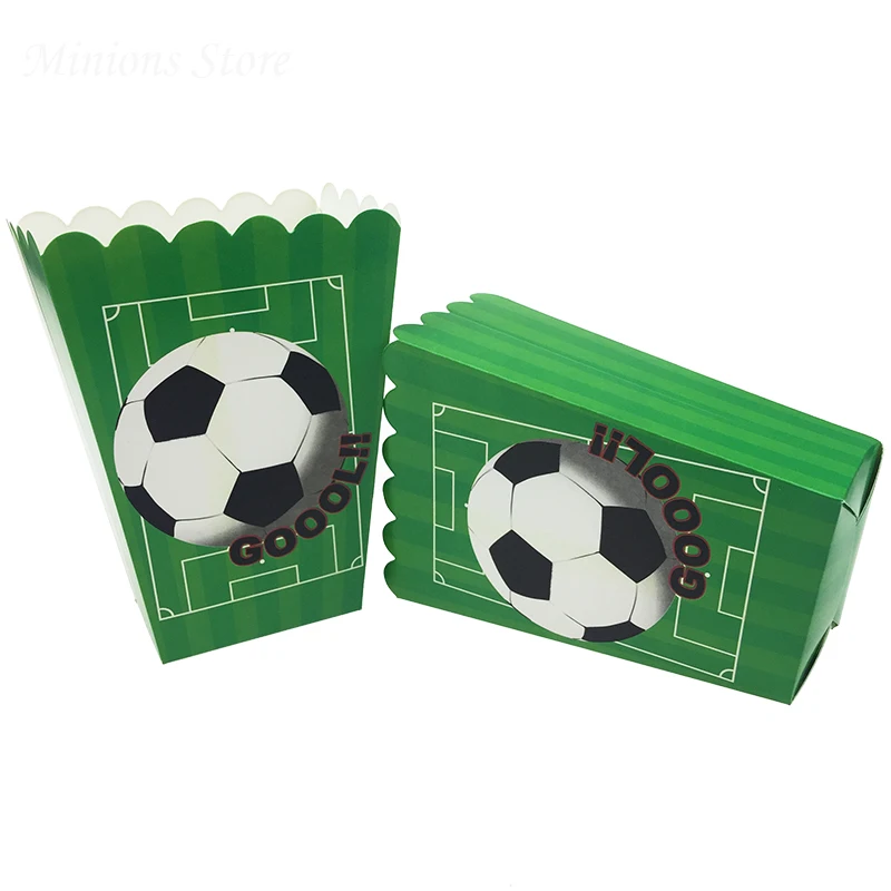 popcorn box 6pcs Футбольная цель коробочка для конфет на вечеринку Квадратная тарелка салфетки флаг для футбола вечерние украшения Детские сувениры с днем рождения вечерние принадлежности - Цвет: popcorn box 6pcs