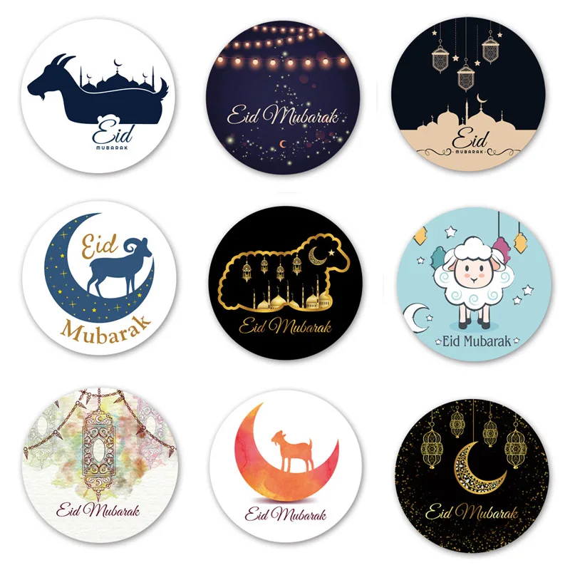 

60pcs Eid Mubarak Stickers Ramadan Mubarak Gifts Decor Bag Seal Sticker Color Black Lable Paper Ramadan Kareem Decoration