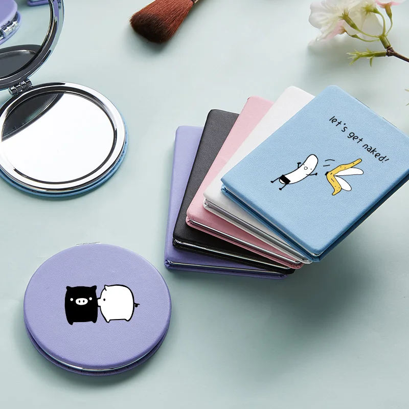Милое мини-зеркало для макияжа с мультяшной Свинкой портативное двустороннее