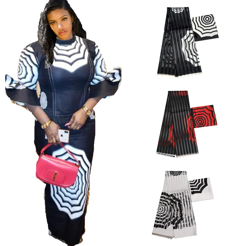 Черно-красная атласная ткань из органзы мягкая шелковая Африканский материал