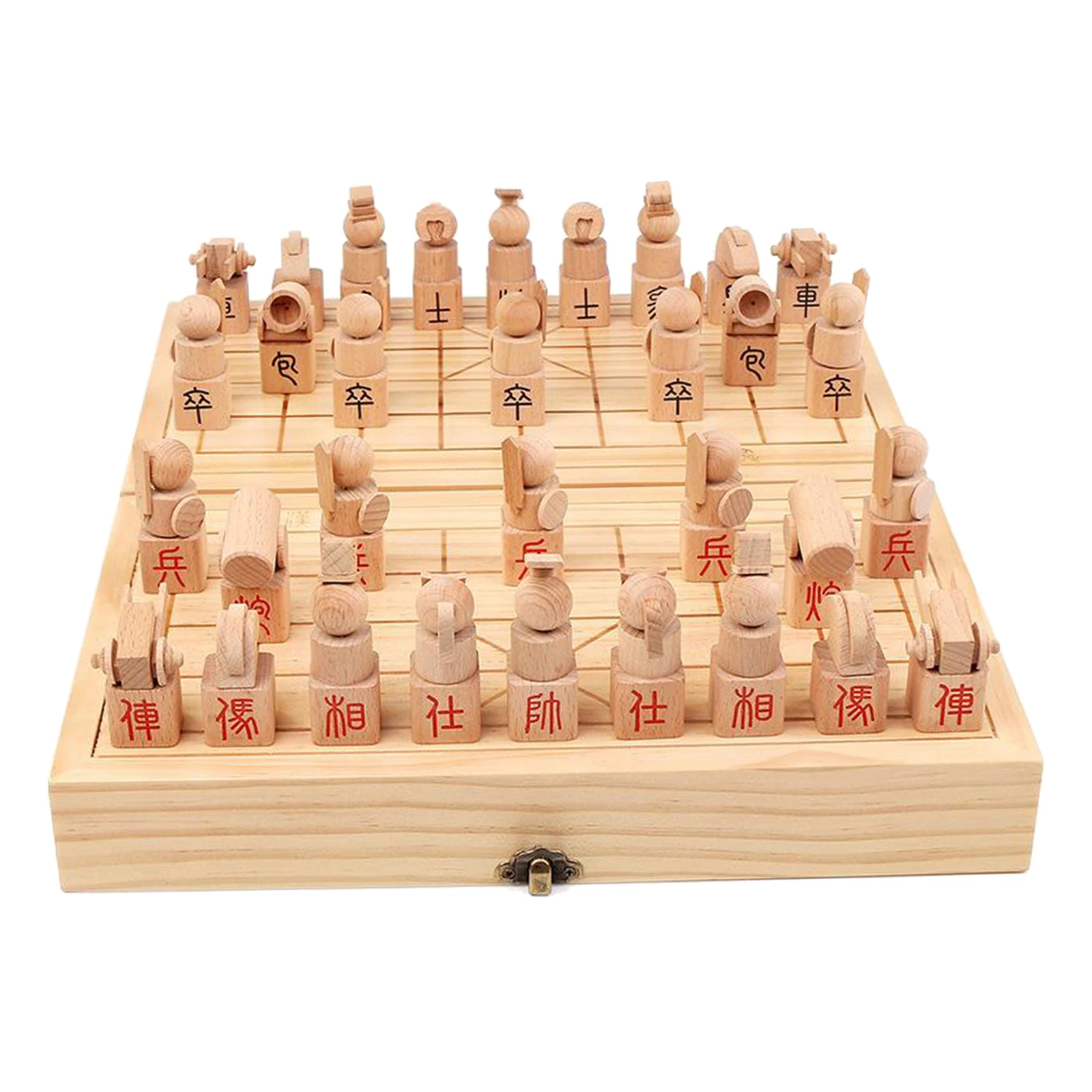 

Wooden Foldable Chinese Chess Traditional Tabletop Chinese Chess Game Set Strategy Xiang Qi Board Games for Family Kids Adults