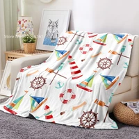 nautical anchor flannel blanket for kids boys throw blanket nap office sofa soft fleece blankets home cartoon bedspread for bed