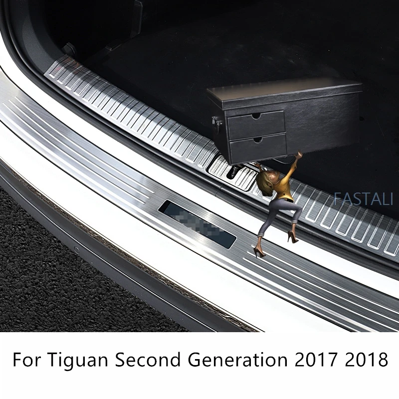 Для Tiguan второго поколения 2017 2018 протектор заднего бампера из нержавеющей стали