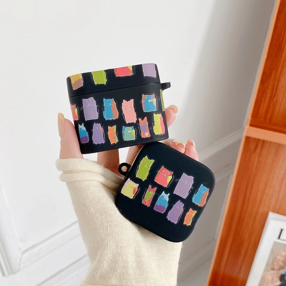 

For Xiaomi Air 2 SE Pro Earphone Case Color Cat Matte Earphones Cover for Xiaomi Flipbuds Pro Air 2 SE Soft TPU Shell with Hook