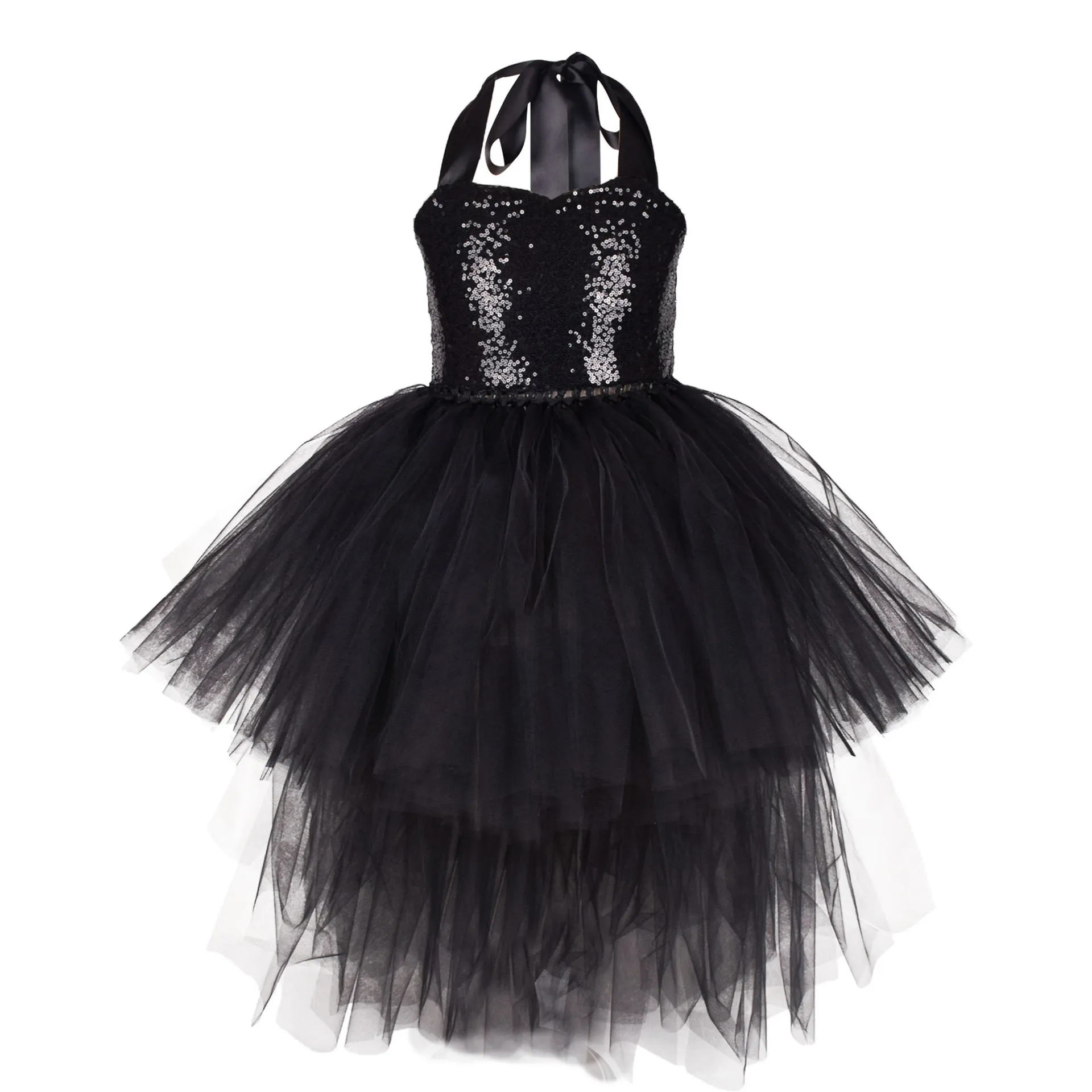 

Black Princess Kids Cosplay Tutu Dresses with Headband Wings Toddler Baby Girls Halloween Party Clothes for Children Girls Dress