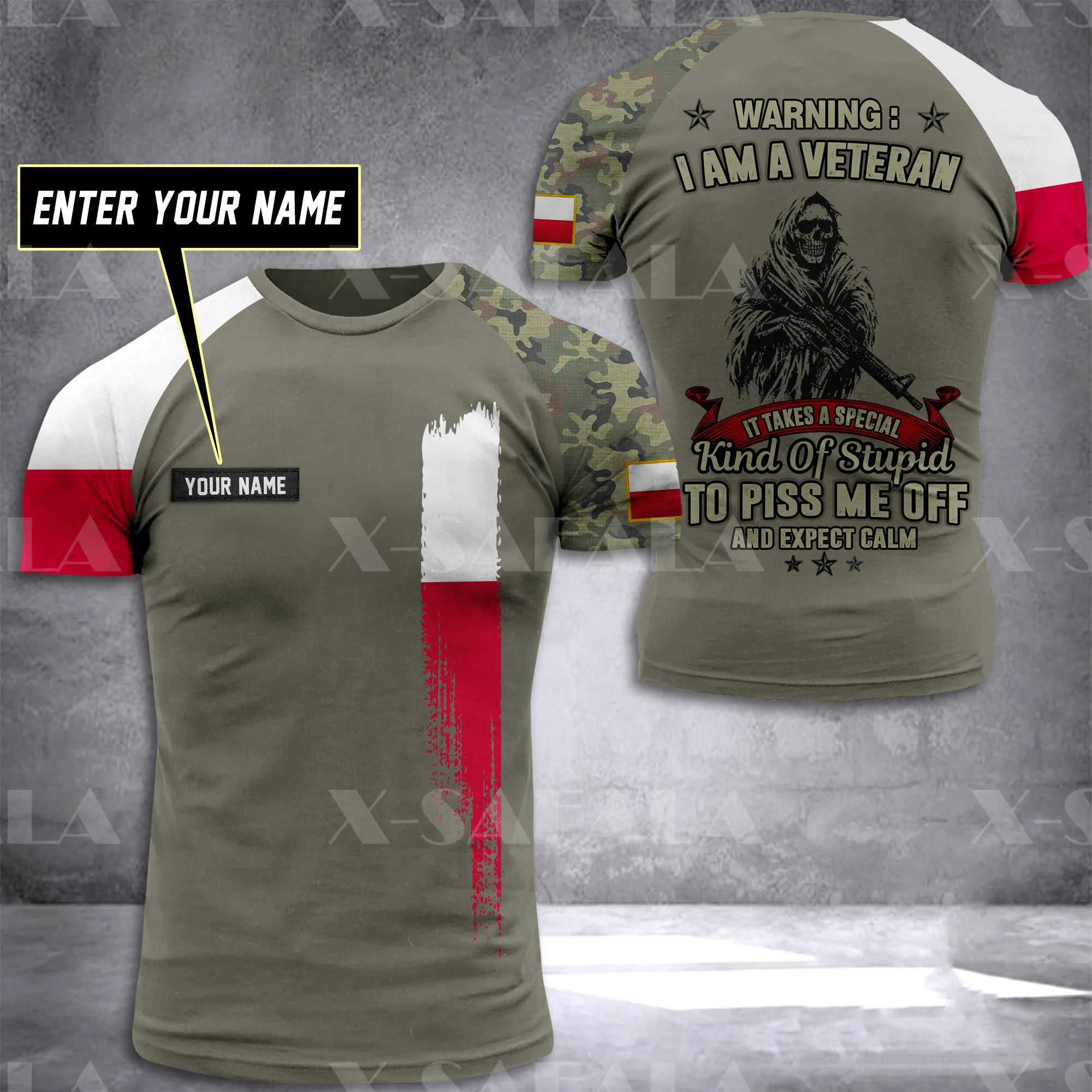 Футболка с 3D-принтом флага страны солдата летняя футболка из молочного волокна