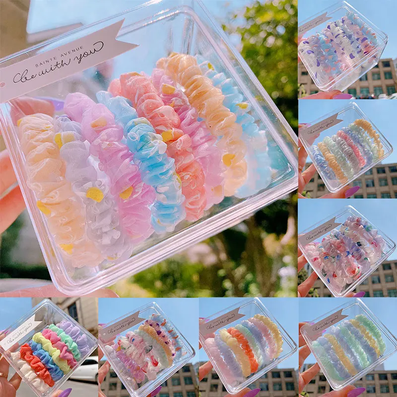 

Solid Color Chiffon Daisy Hair Accessories Mesh Scrunchie Set Hair Ring 1 Set 8Pcs/Set Rubber Bands Hair Ties Elastic Hair Bands
