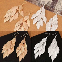 fashion tassel long leaf earrings silver color gold color feathers drop dangle earrings statement party gift
