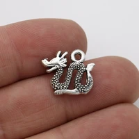 30pcs antique silver plated dragon charm pendants for bracelet jewelry accessories making diy 14x17mm