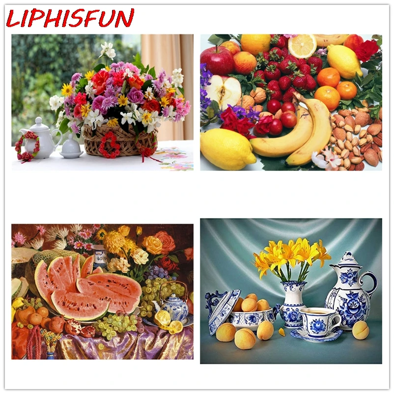 Алмазная 5D Вышивка с цветами фруктами вышивка крестиком алмазная живопись