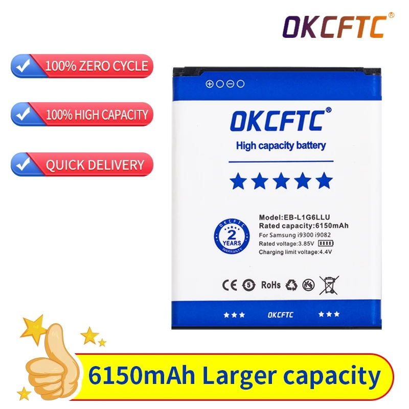 

Original Replacement Battery For Samsung Galaxy S3 I9300 I9308 L710 I535 I9300i Genuine Battery EB-L1G6LLU 6150mAh