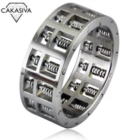 unique silver color 316l stainless steel hip hop abacus mens ring vintage punk jewelry gifts wholesale jewelry
