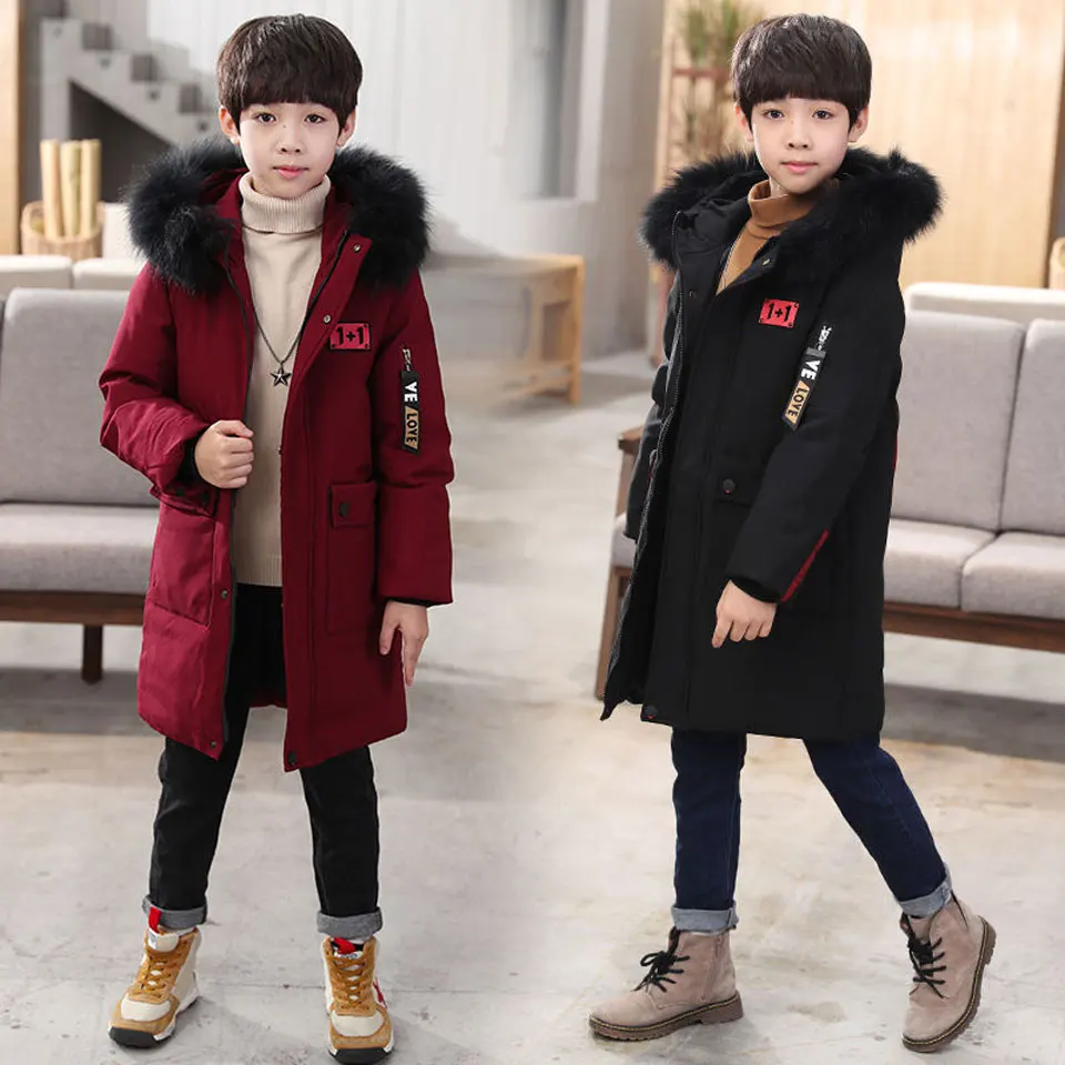 Детские зимние куртки для мальчиков подростков детские парки длинное пуховое