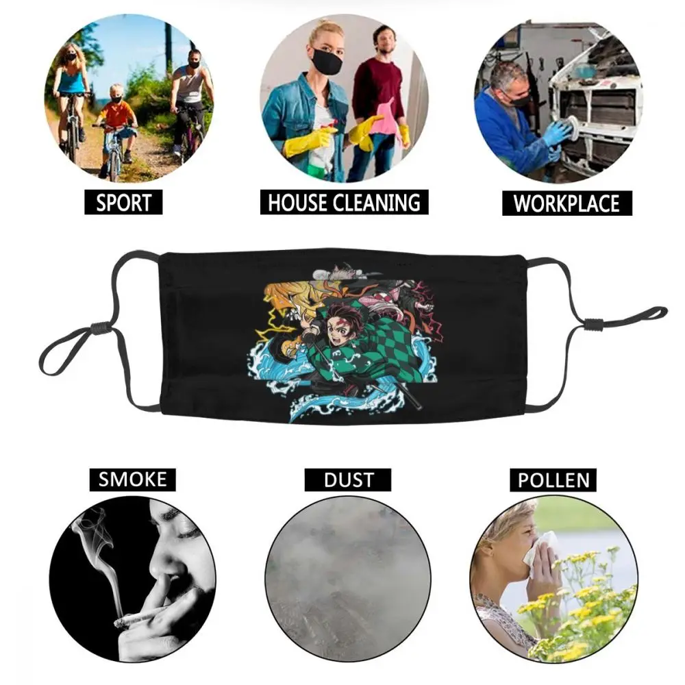 

Demon Slayer Kimetsu No Yaiba Face Mouth Mask Graphic Print Respirator Anti Bacterial Dust Protection Mask
