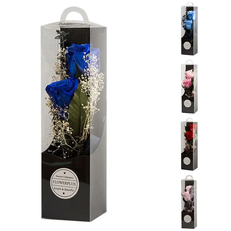 Вечная роза цветок с куполом коробка черный чехол искусственный подарок на Новый