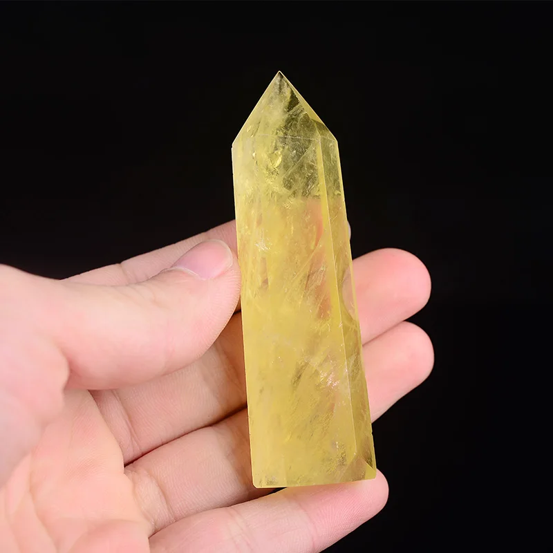 

Natural Stone Mineral Crystal Citrine Home Decoration Witchcraft Worship Meditation Wheel Pulse Healing Crystal Column