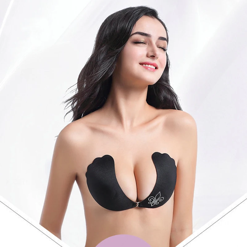

Breast Self Adhesive Strapless Bandage Blackless Solid Bras For Women Sticky Silicone Push Up Invisible Sexy Bra Lady Lingeries