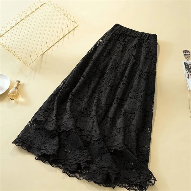 

Lace Mesh Skirt For Women Summer Mini Elastic High Waist A-Line Skirt Tulle dropped 4XL Mid-Calf Streetwear Aesthetic Harajuku