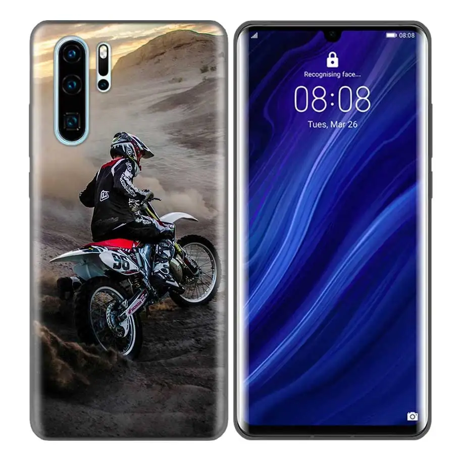 Черный силиконовый чехол для huawei P30 P20 P10 mate 30 20 10 Lite Pro Coque сумки Обложка Capas Back moto внедорожный мотоцикл Спорт