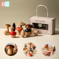 11pcs wooden mushroom building block montessori wooden block baby grasp diy creative toy room decoration