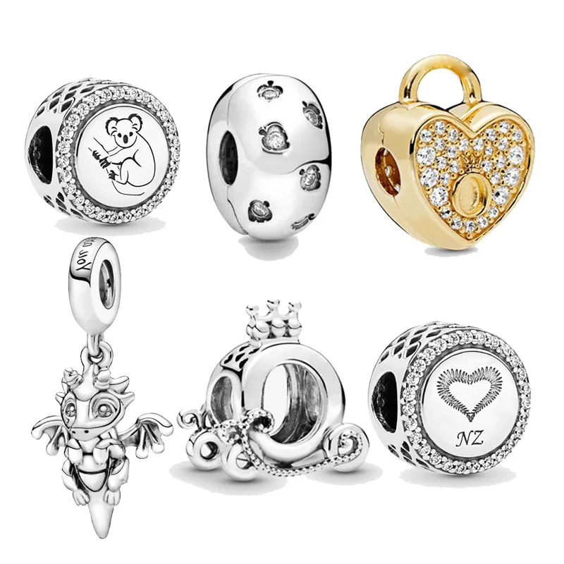 Оригинальные бусины в виде короны дракона коала из серебра 100% пробы для браслета