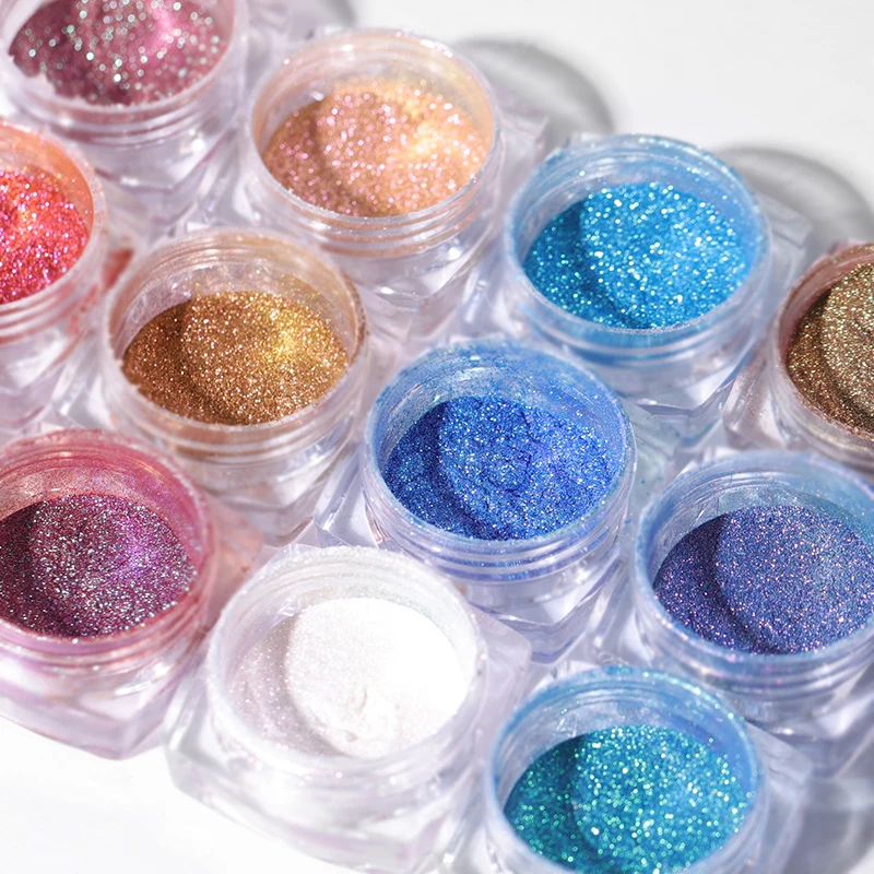 6 цветов/Набор Пудра для ногтей блестящая золотая розовая синяя красочная