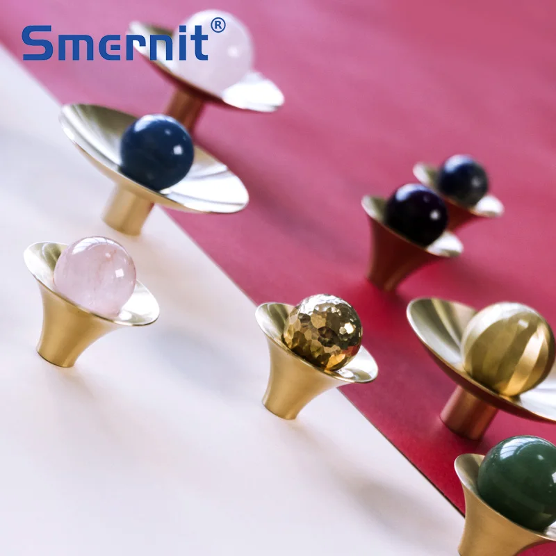 Круглые Хрустальные латунные мебельные ручки новинка каменные дверные и для