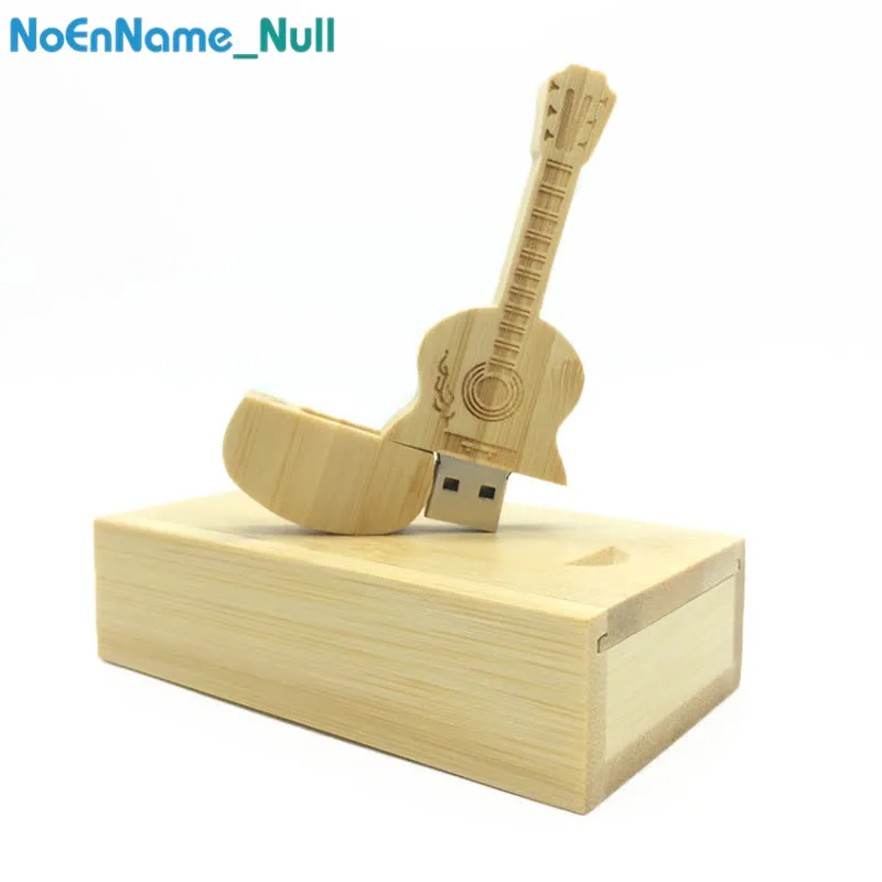 

usb flash drive 128GB 2.0 pen drive 64gb pendrive 32gb flash usb 4gb 8GB wooden guitar box pendrive 16gb 1 free custom LOGO gift