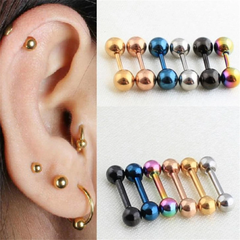 

2pcs Tragus Helix Bar 4mm Ball Stainless Steel Barbell Daith Oreja Ring Stud Earing Cartilage Ear Piercing Body Jewelry