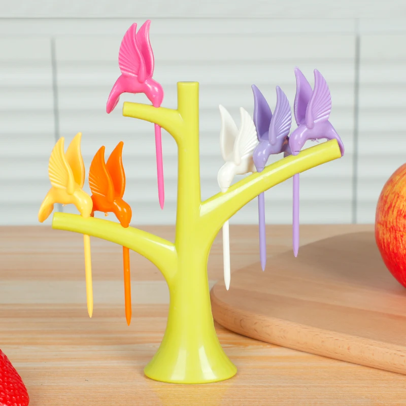 Delidge 1 комплект подставка для овощей Птица дерево вилка фруктов пластиковая еды