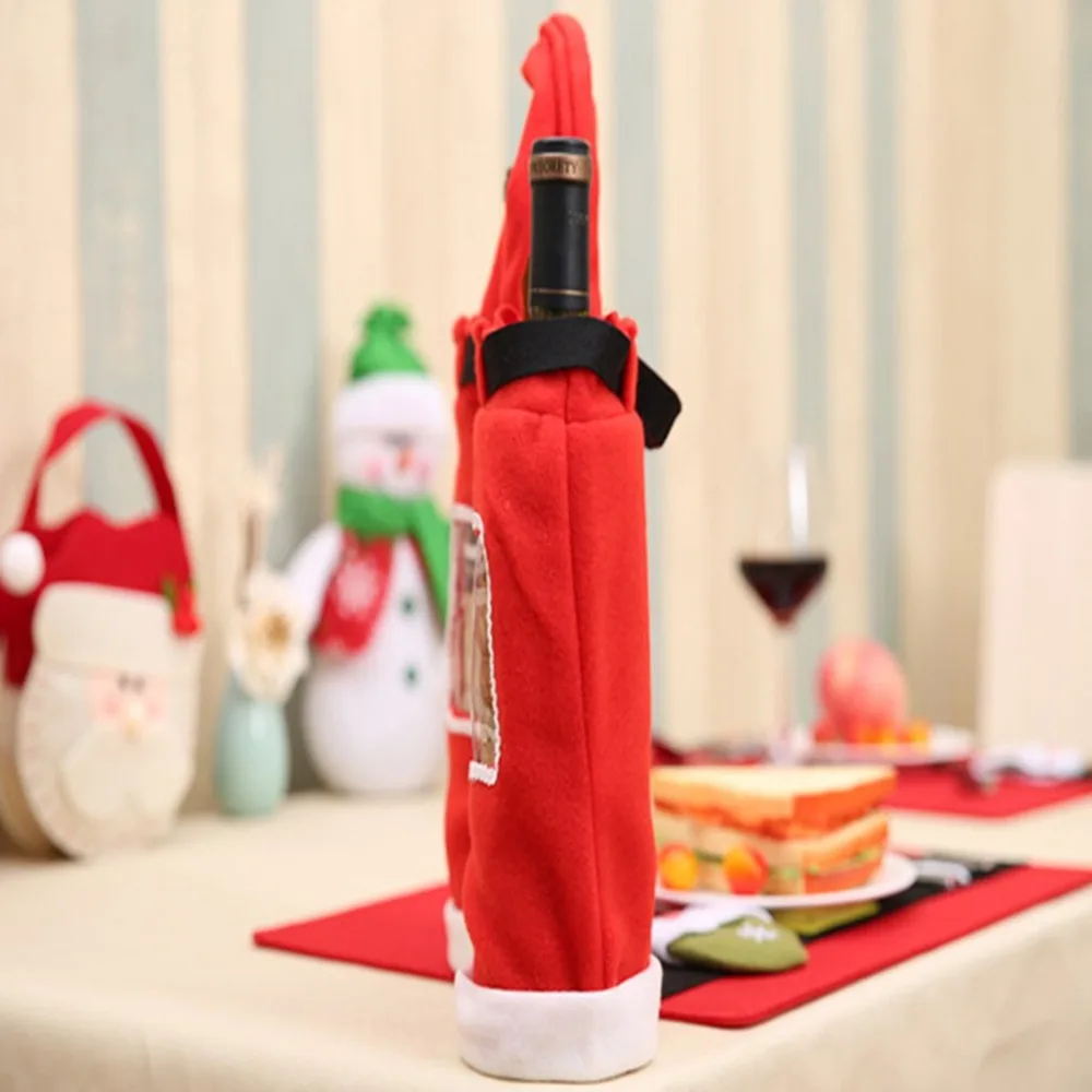 Новый большой размер рождественские колы бутылки красного вина сумки