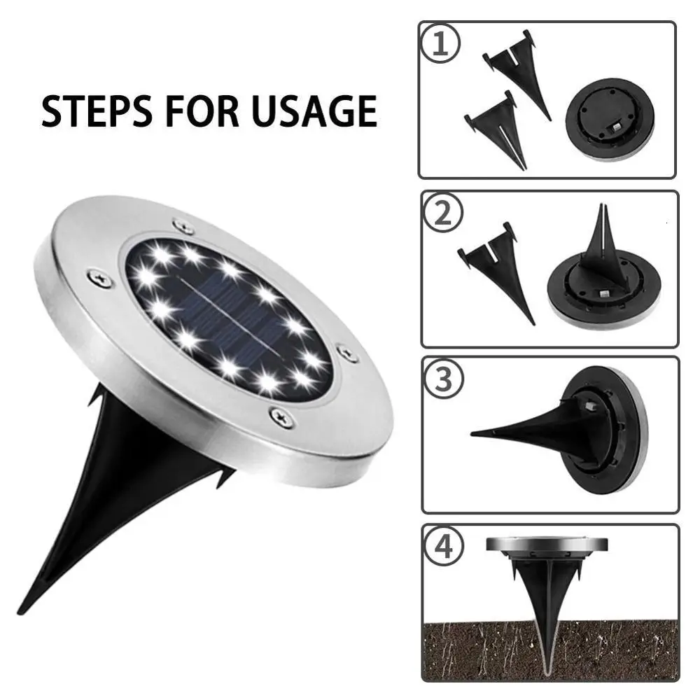 1 шт./4 шт. 12 светодиодов напольный светильник на солнечной энергии