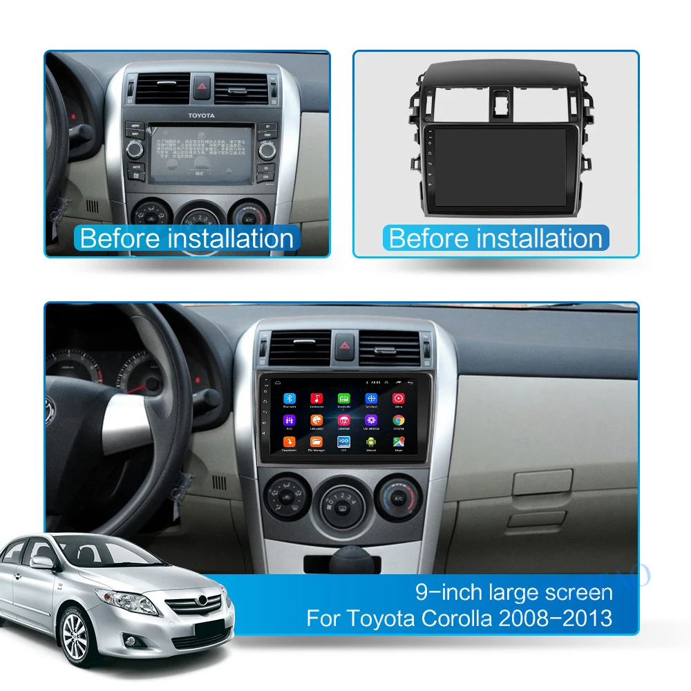 Автомагнитола 2DIN на android dvd 9 0 мультимедийные видеоплееры для Toyota Corolla E140/150 2007 2008