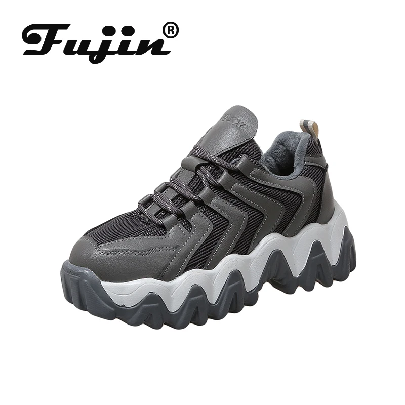 Женские кроссовки на толстой подошве Fujin модные из сетчатого материала платформе