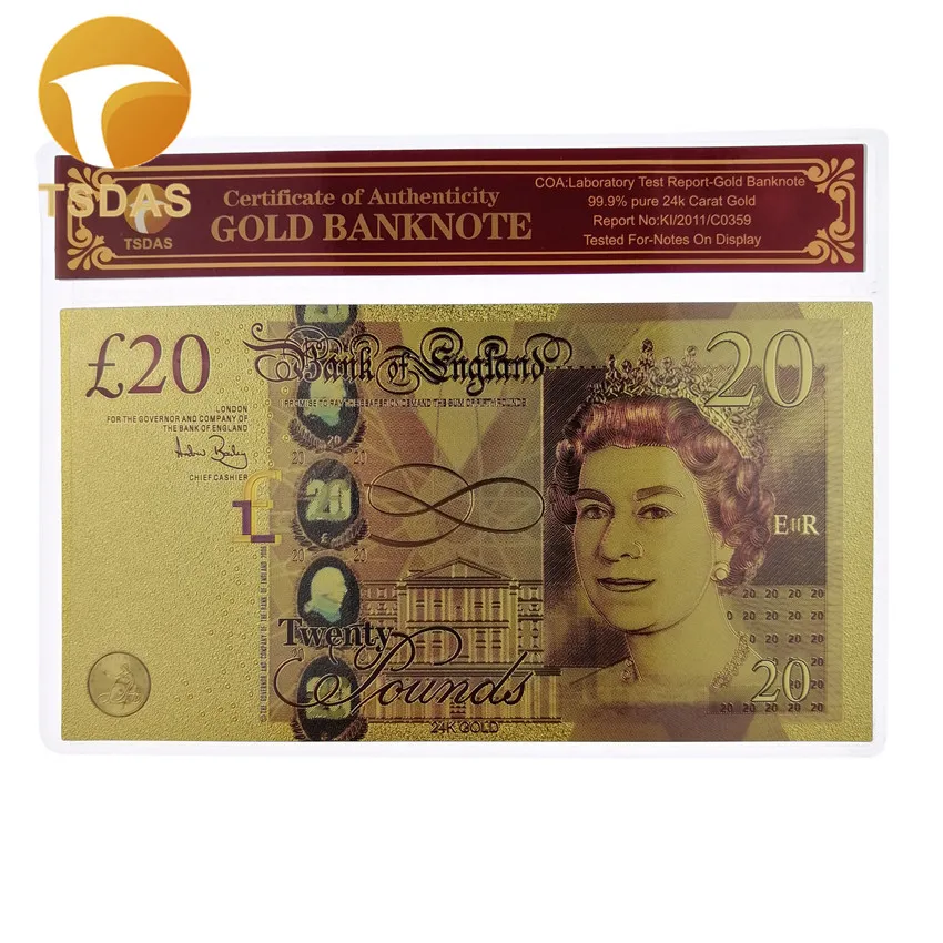 Коллекционные золотые банкноты из британской золотой фольги с оправой COA|Золотые