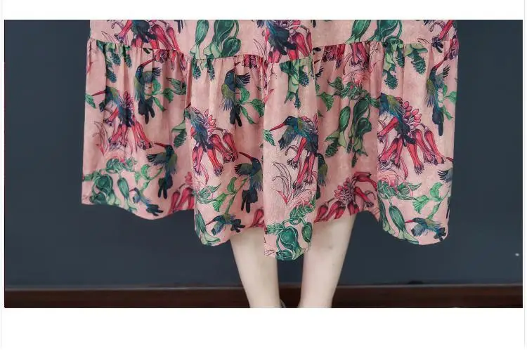 

4XL 5XL 2020 Women Spring Floral Print Dress Female Summer Plus size Long Print Dress Large Size Half Sleeve Casual Loose Dress