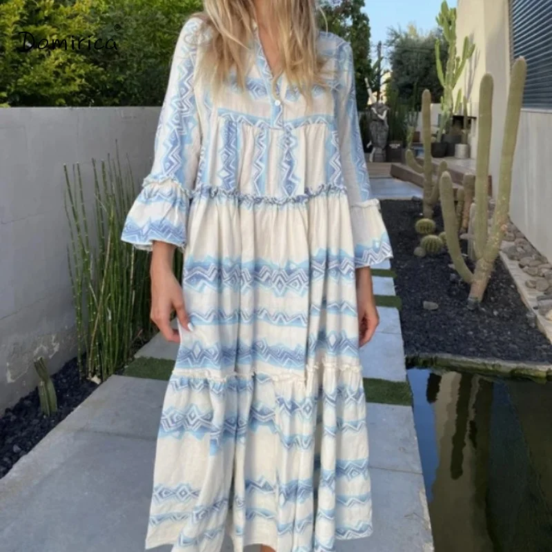 

Casual Women's Dresses Hot Sale Ladies Irregular Fungus Stripe Print Long Dress Casual Loose Plus Size Maxi Dresses for Women