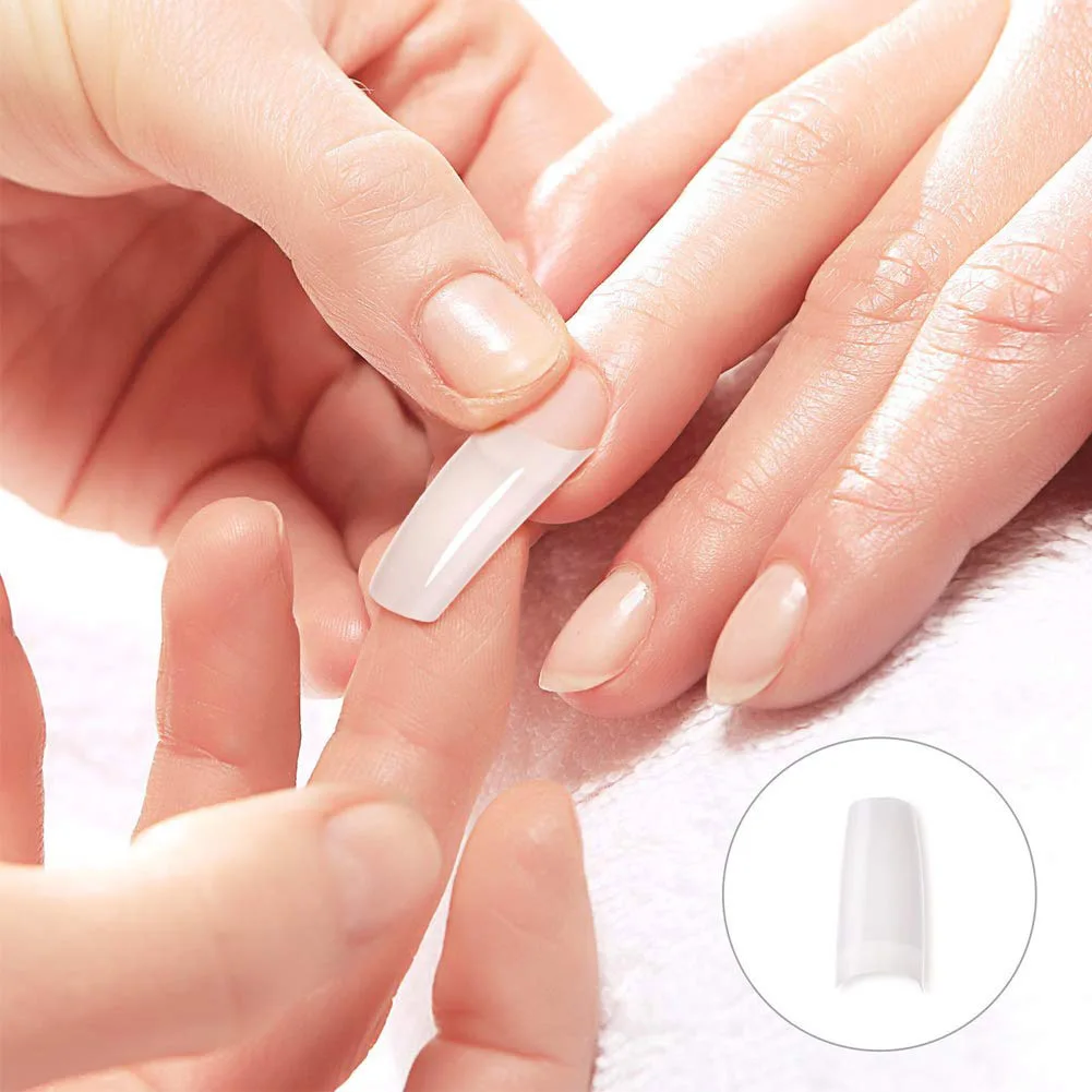 500Pcs/Set French Acrylic Solid Color Fake Nail Tips Stickers DIY Manicure Tool | Красота и здоровье