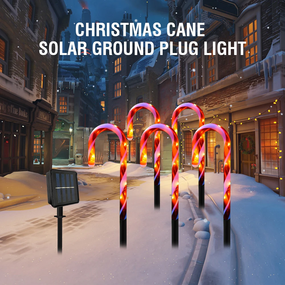 5Pcs/Set Outdoor  Led Solar Christmas Candy Cane Pathway Lights Waterproof IP65  For Garden Wedding New Years Decoretions