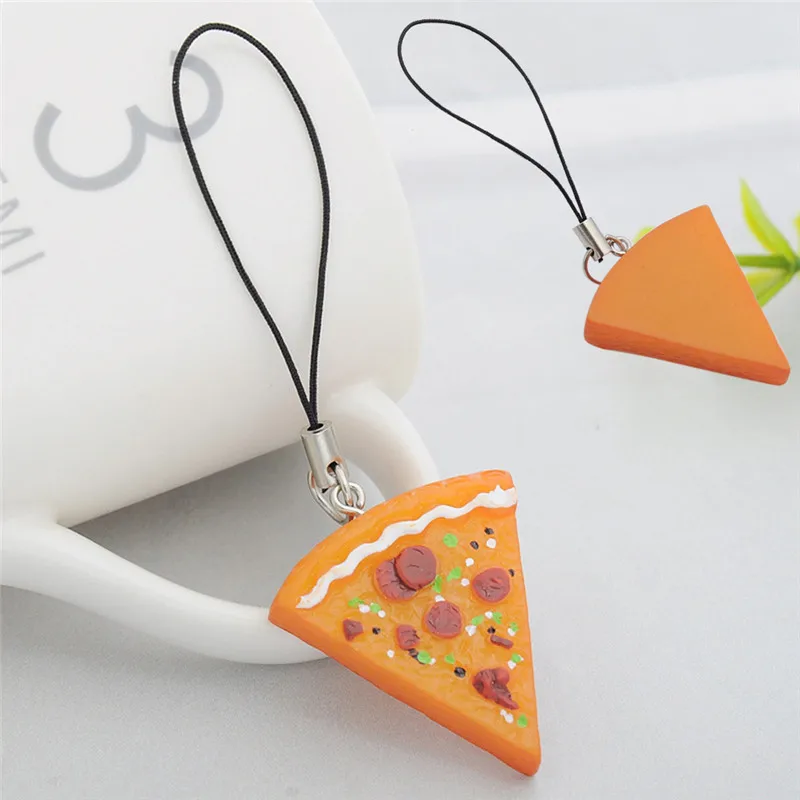 

1PC Fashion Cute Pizza Keychain Pendant Fashion Key Chain Chaveiro Key Ring 2.5cm